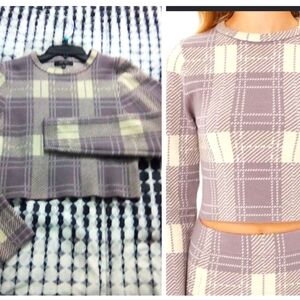 Love Tree Cropped Plaid Sweater